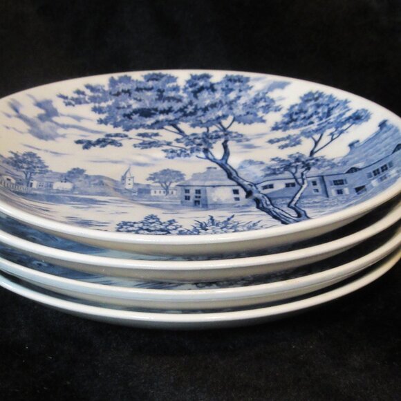 Vintage English Village Dish Set 4pc Saucer Set - Picture 2 of 4